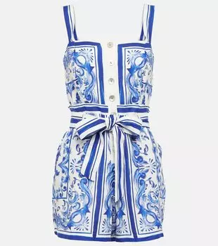 Комбинезон из смесового льна с принтом Farm Rio, белый