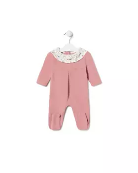 Комбинезон из трикотажного полотна для девочки с принтованным воротничком Tous, розовый