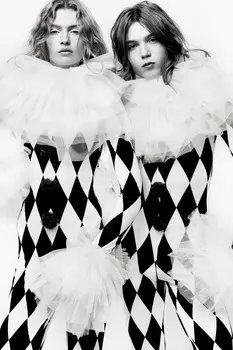 Комбинезон из тюля и бриллиантов ZARA, чёрный/белый