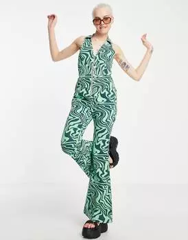 Комбинезон из твила без рукавов с принтом в стиле 70-х ASOS DESIGN