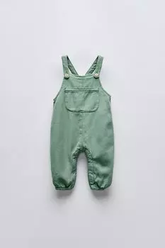 Комбинезон из твила с карманом ZARA, зеленоватый