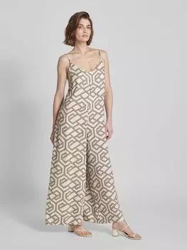 Комбинезон из вискозы с узором по всей поверхности Apricot, кремовый