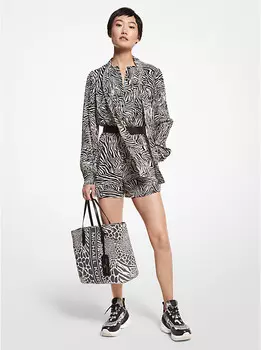 Комбинезон из жоржета с принтом «зебра» Michael Kors, белый