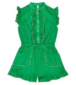 Комбинезон junie из хлопка с оборками и цветочным принтом Zimmermann Kids, мультиколор