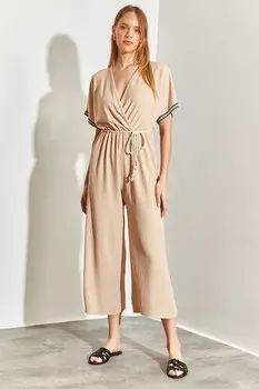 Комбинезон-капри с галстуком Shade, бежевый