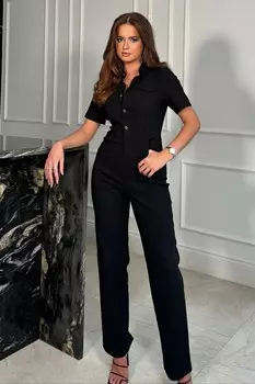 Комбинезон Karin с короткими рукавами в утилитарном стиле Girl In Mind, черный