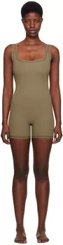 Комбинезон-комбинезон цвета хаки из хлопка в рубчик Skims