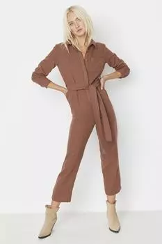 Комбинезон - Коричневый - Классический крой Trendyol, коричневый
