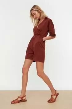 Комбинезон - Коричневый - Классический крой Trendyol, коричневый