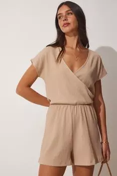 Комбинезон - Коричневый - Свободный крой Happiness stanbul, коричневый