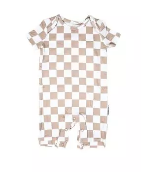 Комбинезон-коротышка в клетку унисекс – для малышей Charlie Lou Baby, цвет Tan/Beige