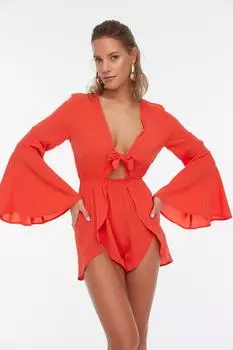 Комбинезон - Красный - Классический крой Trendyol, красный