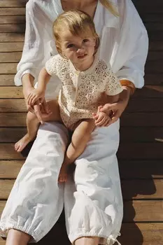 Комбинезон крючком с пуговицами ZARA, экрю