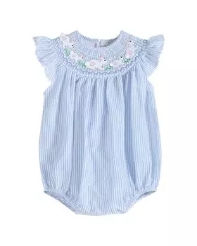 Комбинезон-крылышки Lil Cactus Seersucker Bunny Smocked Flutter, синий