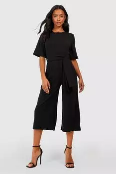 Комбинезон-кюлоты с поясом Boohoo, черный