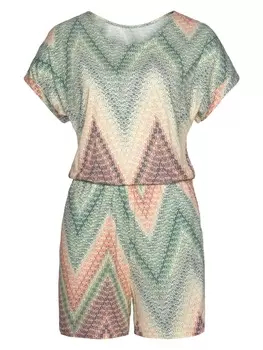 Комбинезон LASCANA, цвет grn/rostorange/aubergine/bedruckt