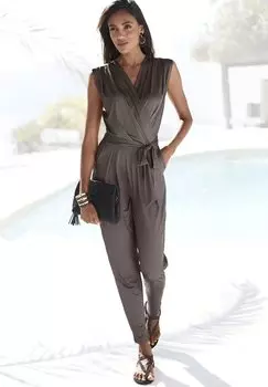 Комбинезон LASCANA, серо-коричневый