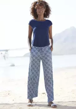 Комбинезон LASCANA, широкие штанины и карманы, летний комбинезон, образ 2-в-1, синий