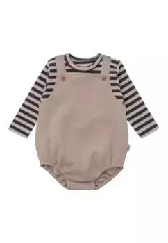 Комбинезон Liliput, состоящий из шорт с нагрудником и рубашки с длинными рукавами, бежевый