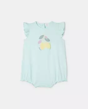 Комбинезон лимонного цвета для девочки Cotton Juice, зеленый