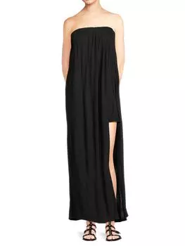 Комбинезон макси с высоким разрезом Summer Fling Free People, цвет Washed Black