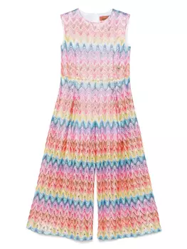 Комбинезон Missoni Kids с зигзагообразным узором, розовый