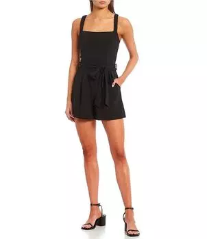 Комбинезон Moa Moa с квадратным вырезом и завязками на талии, черный