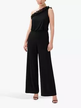 Комбинезон на одно плечо с оборками Adrianna Papell, черный