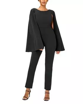 Комбинезон-накидка из трикотажного крепа Adrianna Papell, черный
