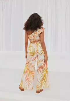 Комбинезон One Shoulder Ruffle Next, бело-розовый с цветочным принтом