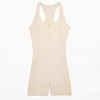 Комбинезон Oysho Comfortlux Open Back Short, светло-бежевый