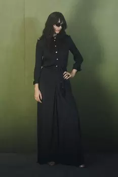 Комбинезон палаццо с поясом кейт мосс ZARA, черный
