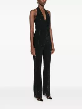 Комбинезон Patrizia Pepe с халтер-воротником, украшенный кристаллами, черный