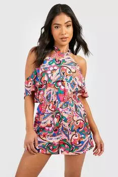Комбинезон petite с вырезом на плечах Boohoo, розовый