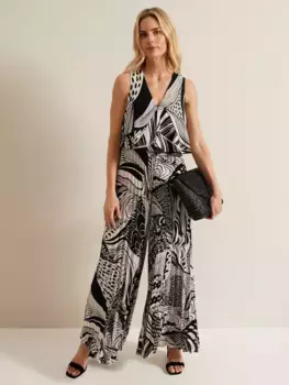Комбинезон Phase Eight Saskia Pleated Wide Leg, цвет black/cream