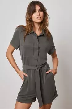 Комбинезон практичный из трикотажа с поясом Mint Velvet, коричневый