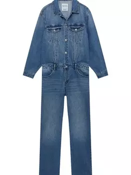 Комбинезон Pull&Bear, синий джинсовый