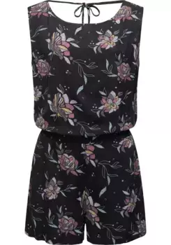 Комбинезон Ragwear "Zella Print", шикарный короткий женский комбинезон с принтом по всей поверхности, черный