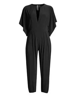 Комбинезон Rectangle Jog Stretch с накидкой и рукавами Norma Kamali, черный