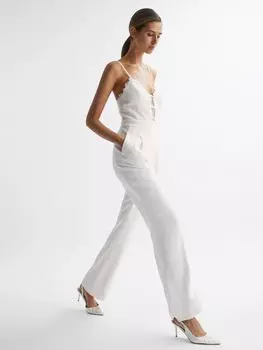 Комбинезон Reiss Cora с кружевным верхом, цвет слоновой кости