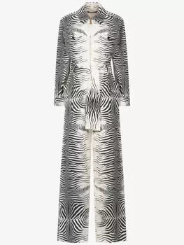 Комбинезон Roberto Cavalli с зебровым принтом, белый