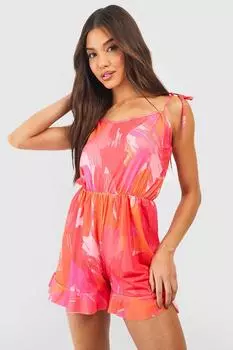 Комбинезон с абстрактным принтом на завязке Boohoo, розовый
