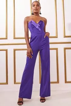 Комбинезон с атласным воротником и аквалангом Goddiva, фиолетовый