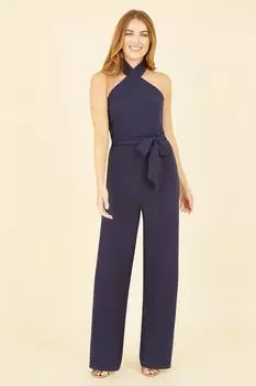 Комбинезон с бретелькой на шее и перекрещиванием Mela, синий