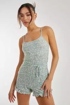 Комбинезон с цветочным принтом Pink Vanilla, зеленый