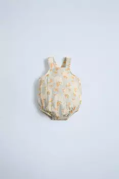 Комбинезон с цветочным принтом ZARA, бежевый