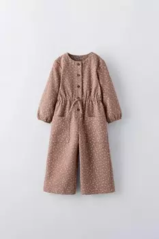 Комбинезон с цветочным принтом ZARA, коричневый