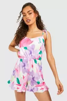 Комбинезон с цветочным завязком на плечах Boohoo, розовый
