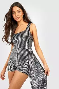 Комбинезон с деталями драпирования и ремешками Boohoo, черный