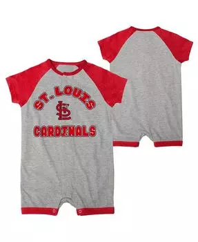 Комбинезон с длинными кнопками и реглан для новорожденных Heather Grey St. Louis Cardinals Extra Base Hit Outerstuff, серый